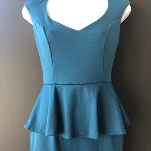 Teal Peplum Bodycon Dress